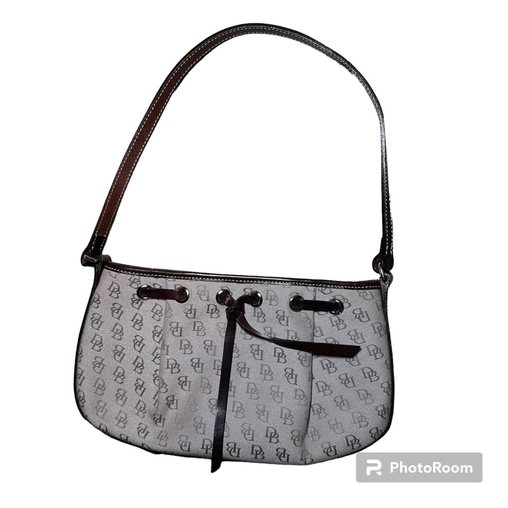 Dooney & Bourke | Canvas and Leather Logo Print Shoulder Bag in Brown